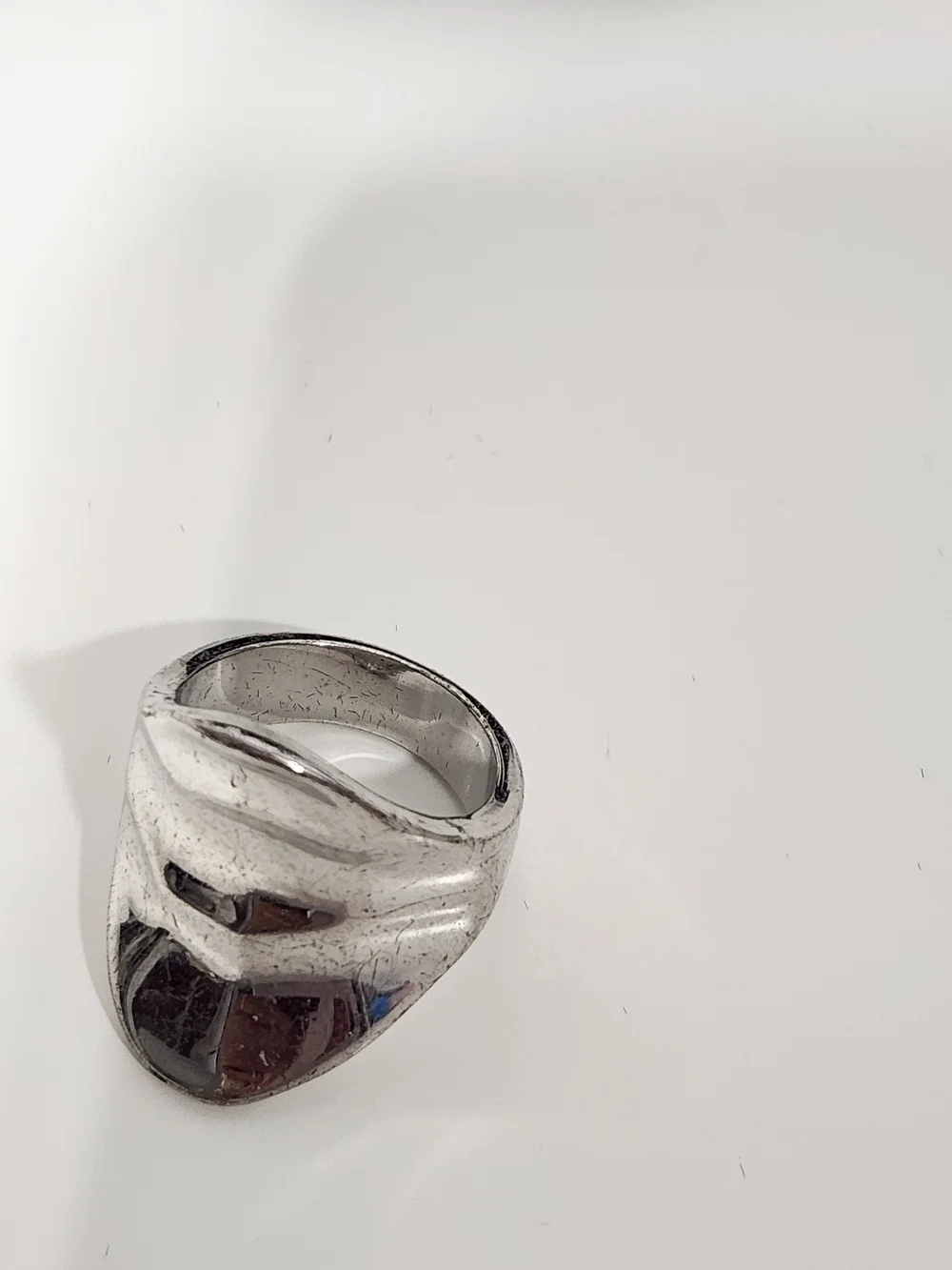 Silver Black Wave Oval Statement Ring - Women's Jewelry